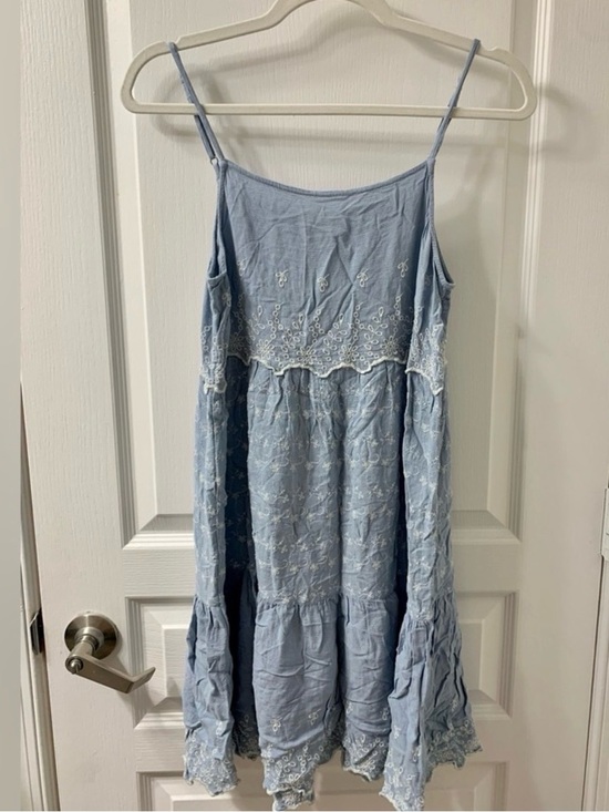 American Eagle Outfitters Dresses & Skirts - American Eagle Outfitters Light Blue Embroidered Spaghetti Strap Sundress